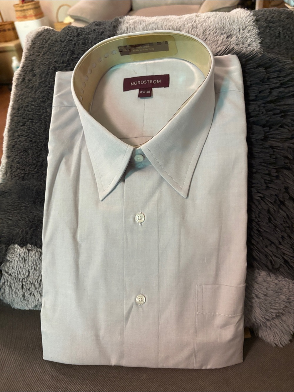 Nordstrom Men’s Light Grey Point-Collar Dress Shirt
